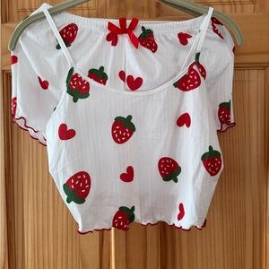 SHEIN ZzzCrew Women's Strawberry Print Jacquard